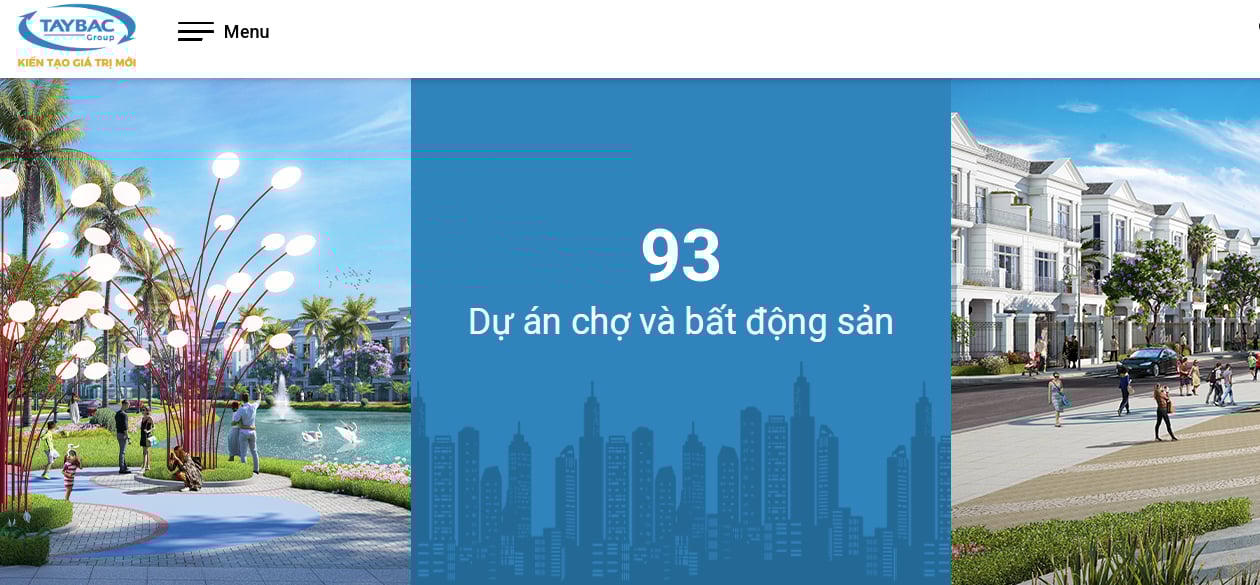 Tập đoàn Tây Bắc đã triển khai thực hiện 93 dự án chợ và bất động sản. Ảnh chụp màn hình.