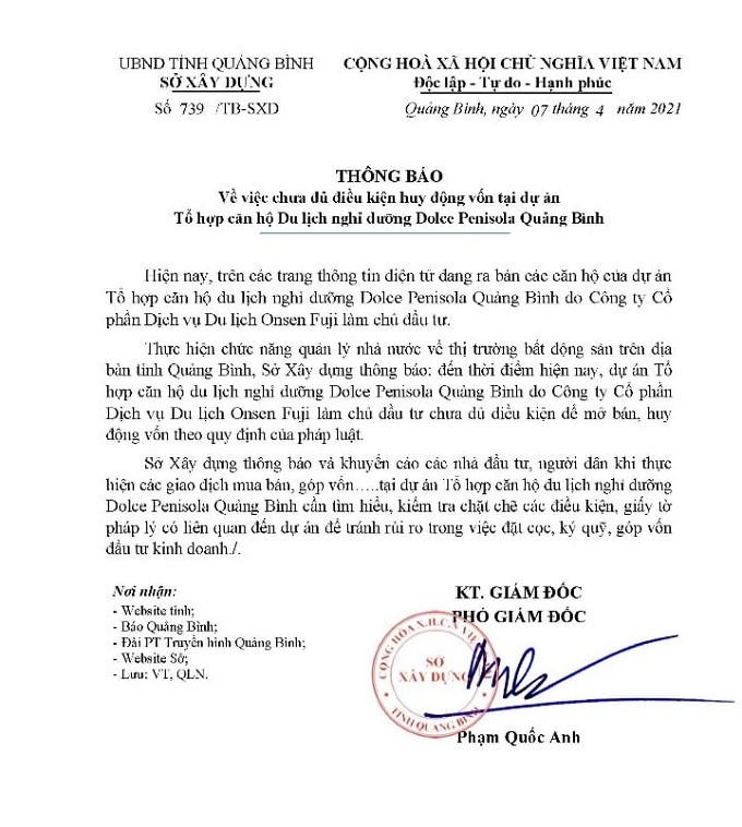 Văn bản của Sở Xây dựng Quảng Bình