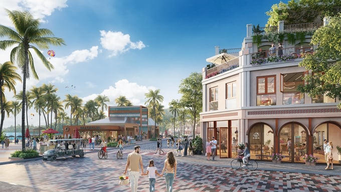 Hai mặt thoáng cùng mặt tiền rộng giúp nhà phố Xanh Boutique vượt trội về công năng kinh doanh. (Ảnh: Sun Property) &nbsp;