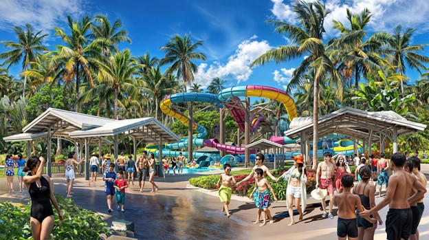 Công viên nước chủ đề quy mô 19ha – trái tim giải trí sôi động của toàn dự án. (Ảnh phối cảnh minh họa: Sun Property) &nbsp; &nbsp;