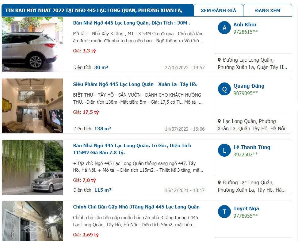 Giá cả nhà đất trong khu vực quy hoạch treo vẫn tăng mạnh so với năm ngoái &nbsp;