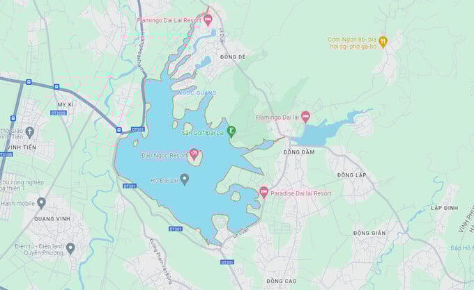 Vị trí Hồ Đại Lải trên Google map