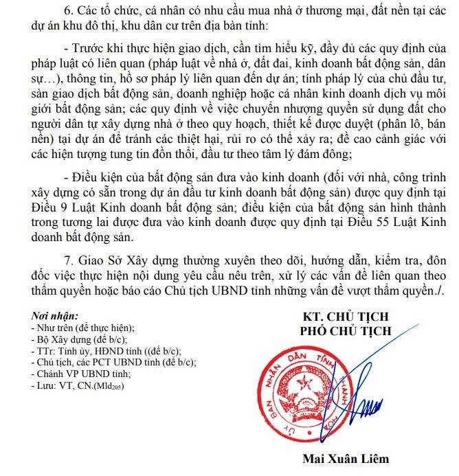 Văn bản số 4692 của UBND tỉnh Thanh Hoá về việc tăng cường công tác quản lý tình hình thị trường bất động sản trên địa bàn tỉnh. &nbsp;