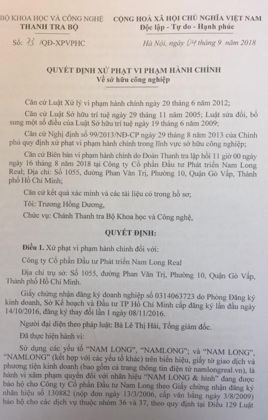 Tập đoàn Nam Long: Tìm chứng cứ khởi kiện Nam Long Real vì nhái tên - Ảnh 1.