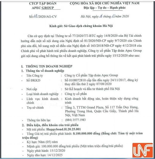 Gói trái phiếu Happybond.H.20.25.001 chỉ huy động được 8,1 tỷ đồng. &nbsp; &nbsp;