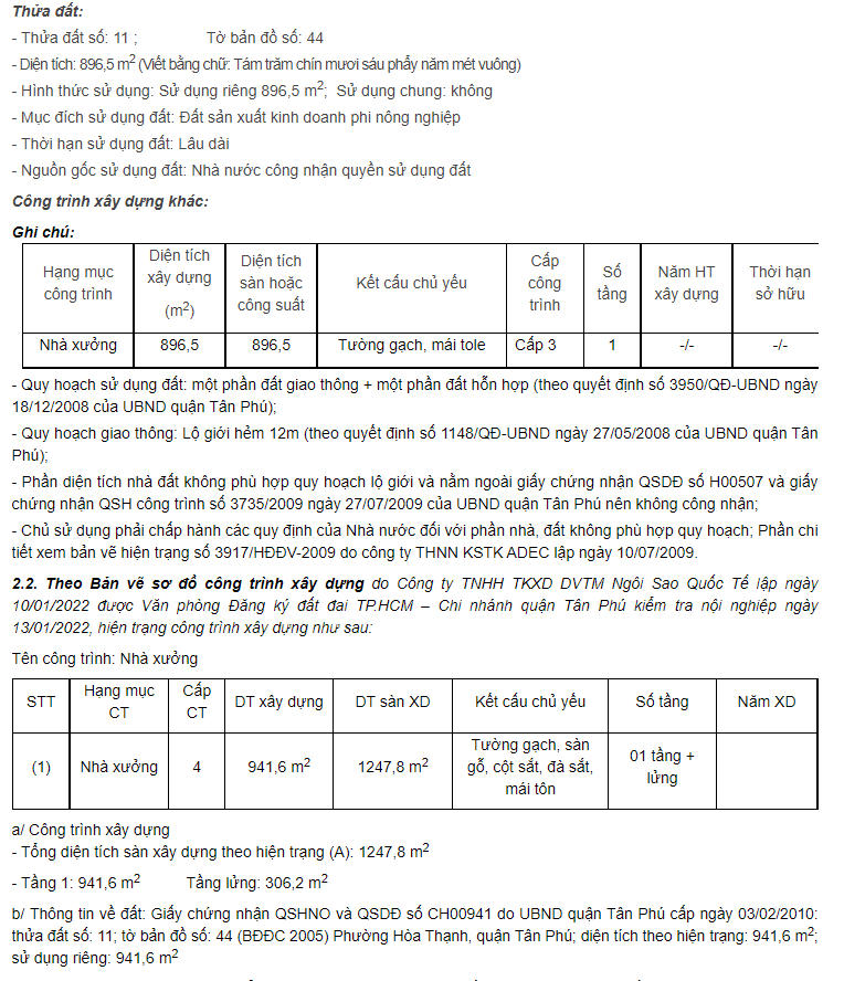 Thông tin phát mại tài sản của Agribank tại TP.HCM