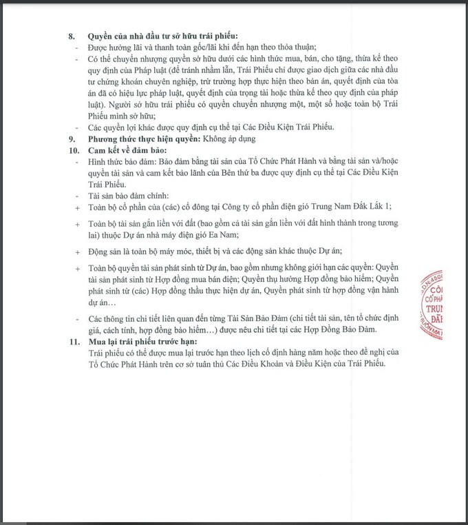 Thông báo về kết quả phát hành thêm 600 tỷ đồng của Trung Nam Đắk Lắk 1.