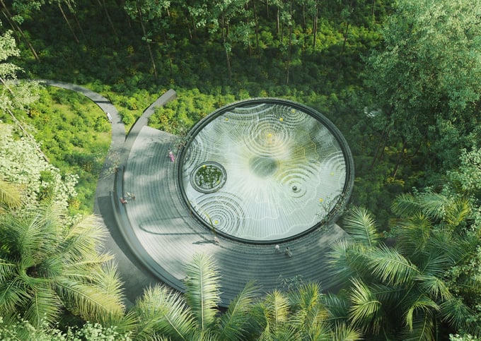 Một góc phối cảnh dự án Thác 9 tầng tại Khu vực mộ bà Hoàng Thị Loan. &nbsp;