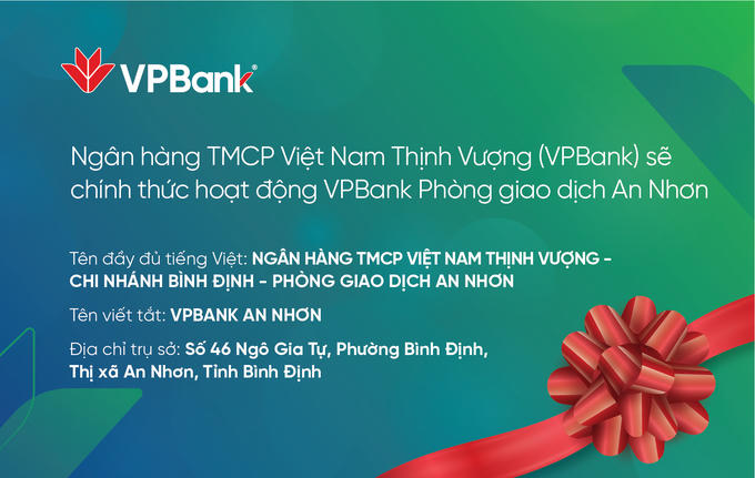 VPBank: Bố cáo khai trương VPBank An Nhơn