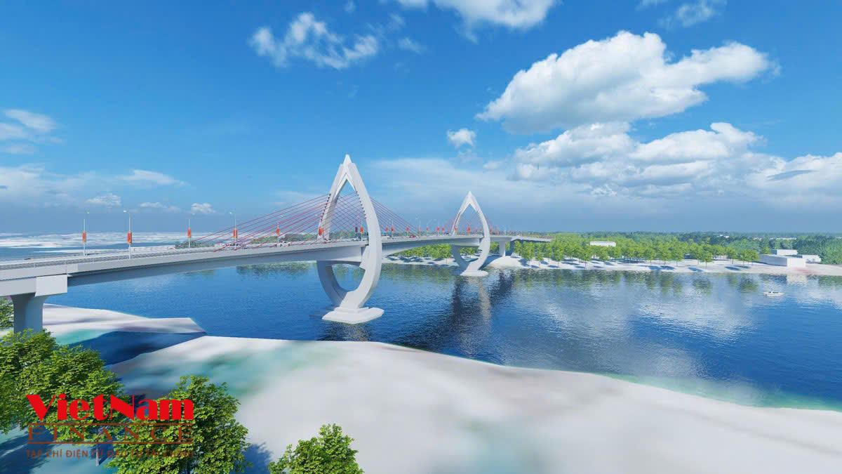 Hình dáng cầu dây văng 1.200 tỷ bắc qua sông Đào - Nam Định