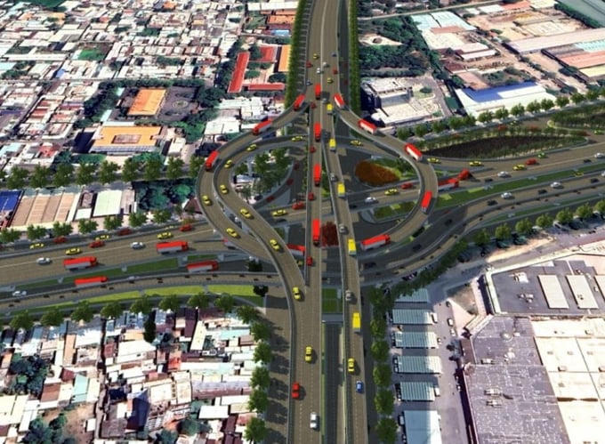 Phối cảnh phương án xây dựng nút giao ngã tư Vũng Tàu theo dạng bóng đèn. Ảnh: Đơn vị tư vấn &nbsp;