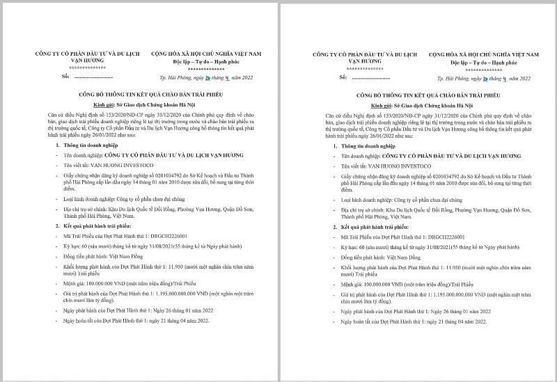 Du lịch Vạn Hương huy động thành công 1.195 tỷ đồng trái phiếu. &nbsp;