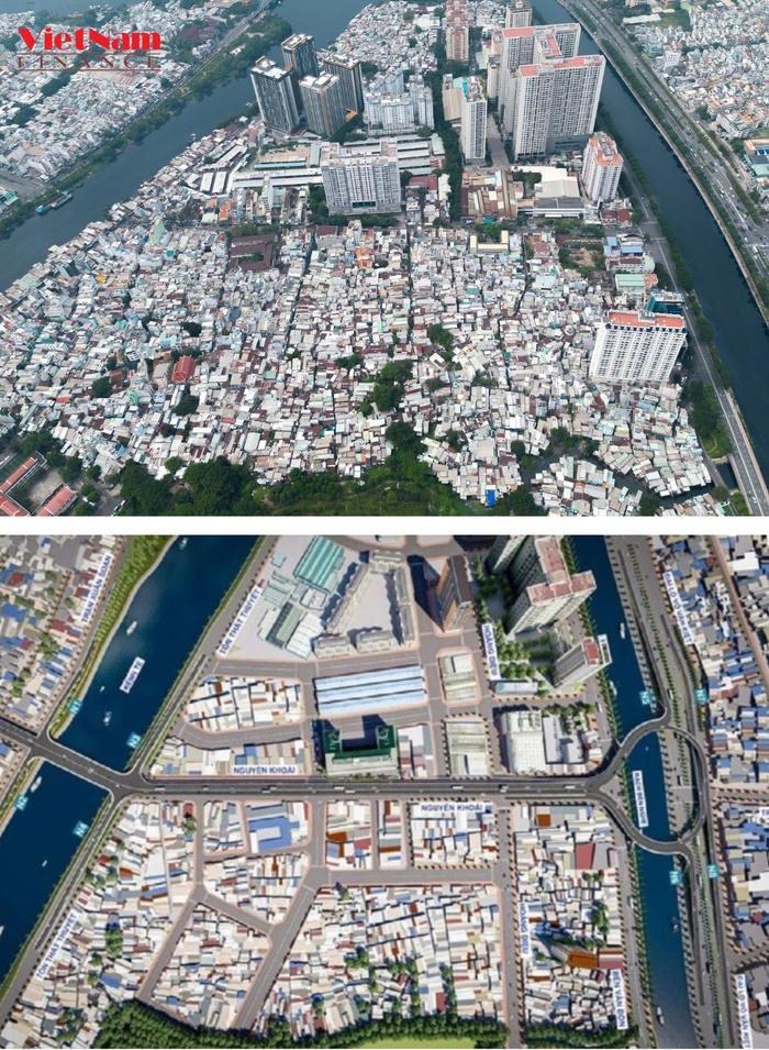 Hiện trạng và toàn cảnh cầu Nguyễn Khoái sau khi hoàn thành (Nguồn: Sở GTVT TP. HCM) &nbsp;