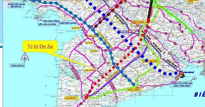 Hướng tuyến cao tốc Cần Thơ - Cà Mau. Ảnh: Báo Giao thông &nbsp;