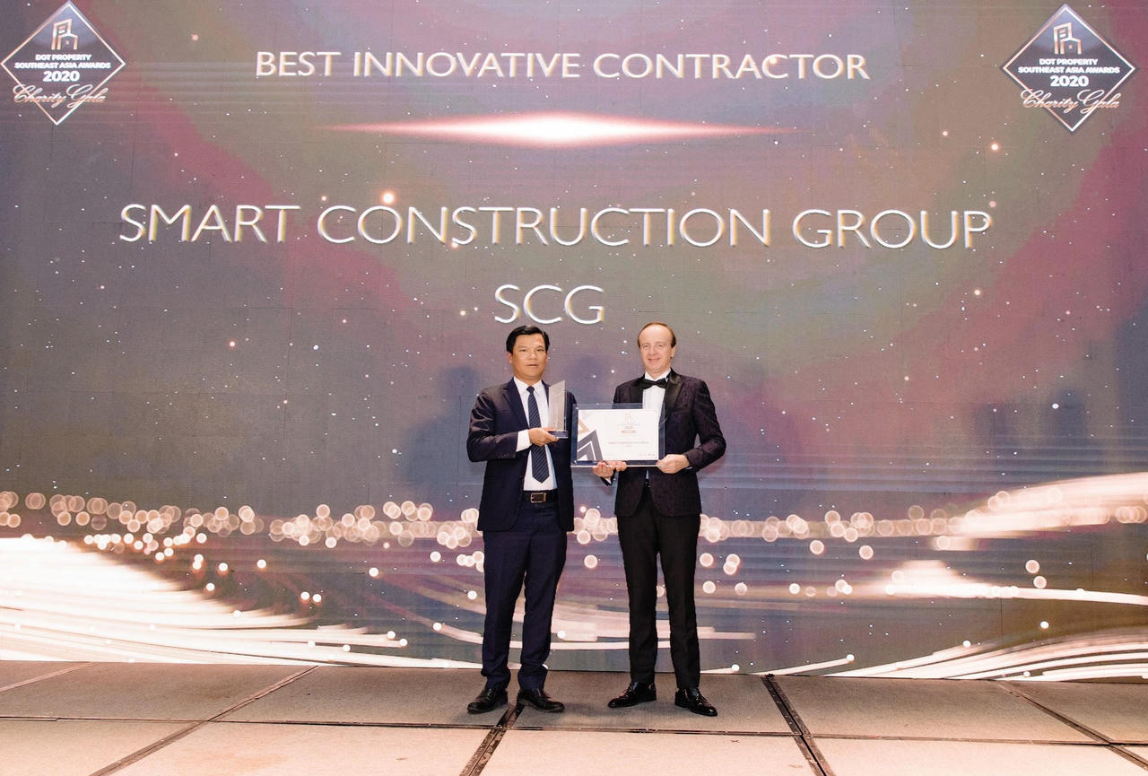 Công ty Cổ phần xây dựng SCG (Smart Construction Group) nhận giải thưởng Best Innovative Contractor Southeast Asia 2020 - Nhà thầu xây dựng đột phá nhất Đông Nam Á 2020. &nbsp;