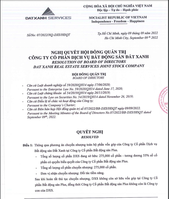 Đất Xanh Sevices liên tục thoái vốn công ty con, tăng cường rót vốn cho các công ty thành viên