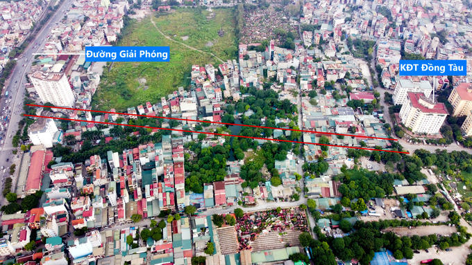 Hình ảnh toàn cảnh tuyến đường nối Khu đô thị Đồng Tàu - Giải Phóng