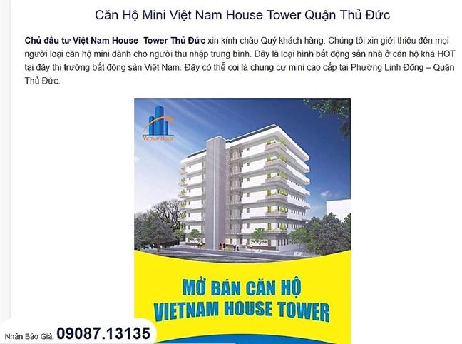 'Ho bien' nha o rieng le thanh... chung cu mi-ni