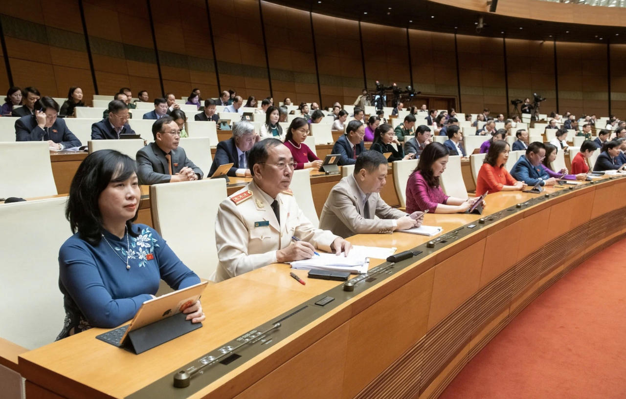 Các đại biểu Quốc hội tại phiên bế mạc Kỳ họp thứ 8.