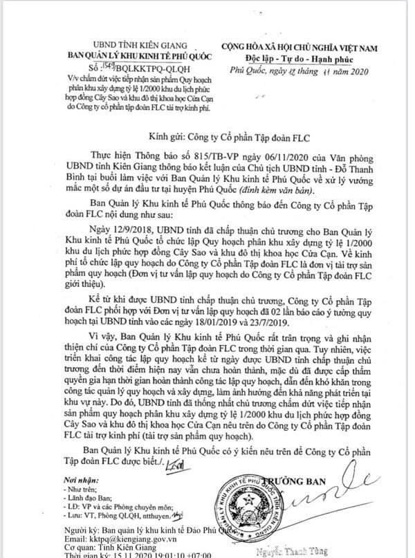 Kiên Giang quy hoạch KDC 25.000 dân ở Phú Quốc, FLC mất dự án Đồng Cây Sao