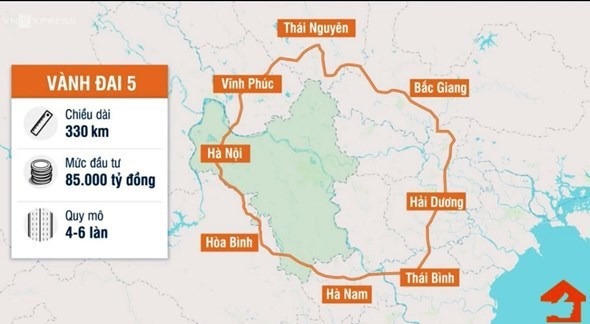 Vị trí xây dựng vành đai 85.000 tỷ qua 36 quận huyện của 7 tỉnh liền kề Thủ dô