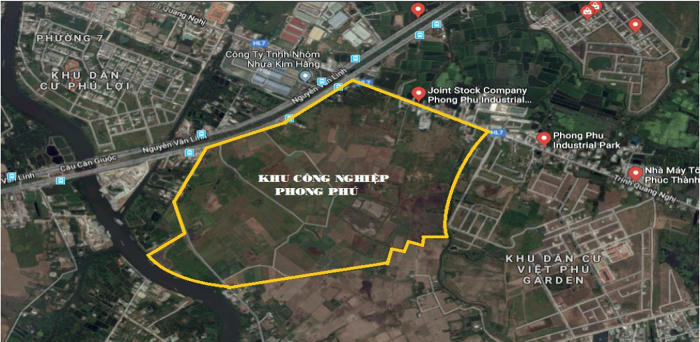 KCN Phong Phú nằm ở huyện Bình Chánh, có mặt tiền đường Nguyễn Văn Linh, liền kề khu đô thị Phú Mỹ Hưng, ngay góc đường Trịnh Quang Nghị và Nguyễn Văn Linh. (Ảnh: Sacombank). &nbsp;