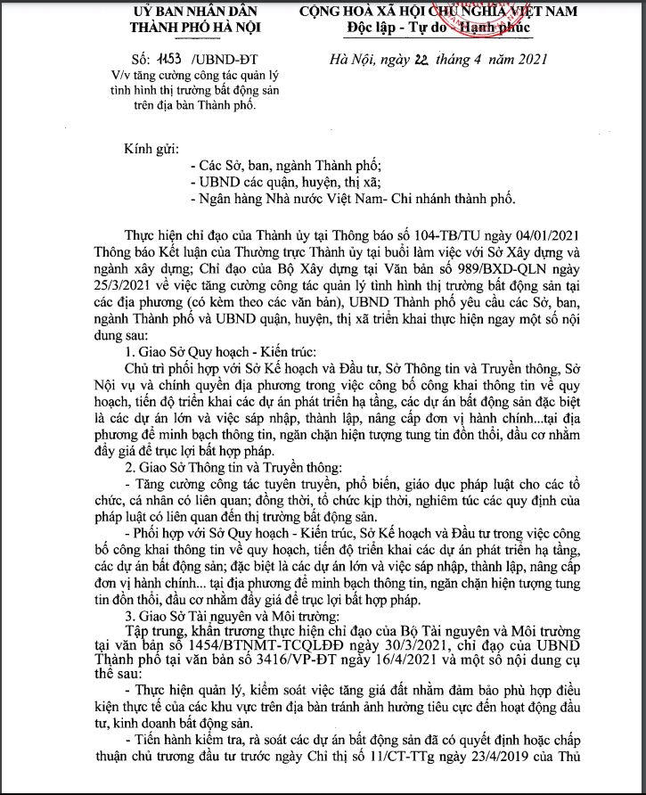 Hà Nội yêu cầu công khai quy hoạch và tiến độ triển khai các dự án để chặn sốt đất