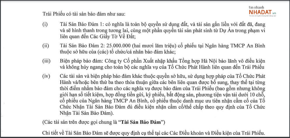 Danh mục tài sản đảm bảo cho lô trái phiếu 500 tỷ của Du lịch Vạn Hương. &nbsp;
