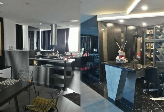 Căn hộ được thiết kế với tông màu trắng đen chủ đạo. Ảnh: Eva.vn &nbsp;