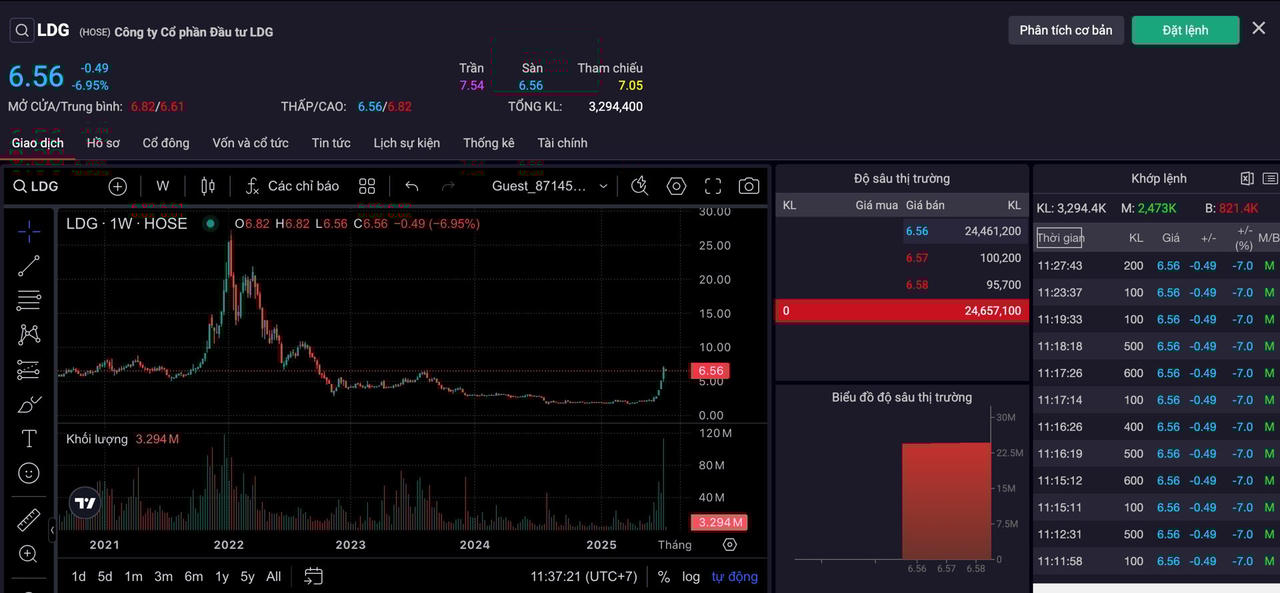 Cổ phiếu LDG bất ngờ sập sàn sau hàng chục phiên tăng trần