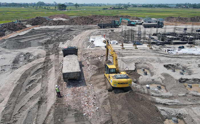 Cận cảnh công trường Bệnh viện Nhi Trung ương cơ sở 2 ở ngoại thành Hà Nội