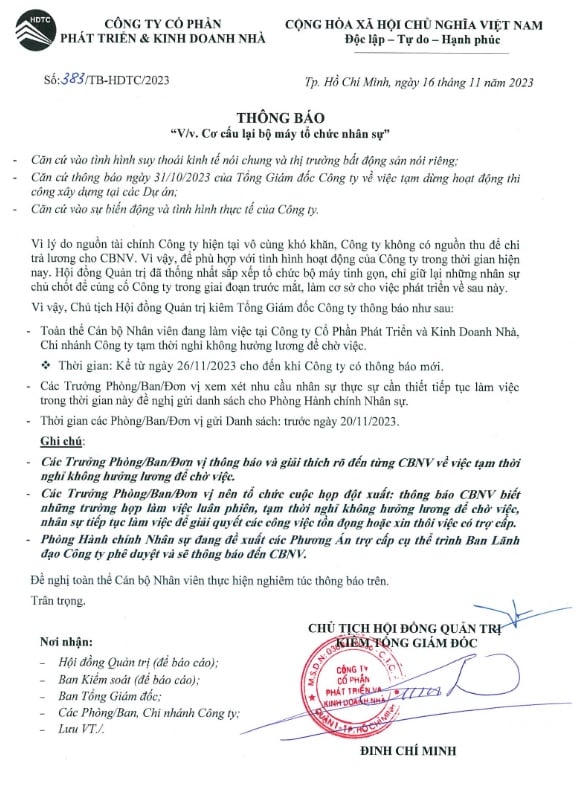 Khó khăn đeo đẳng, HDTC cho toàn thể cán bộ, nhân viên nghỉ việc không lương