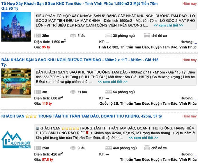 Bất động sản Tam Đảo được rao bán trên các diễn đàn &nbsp;