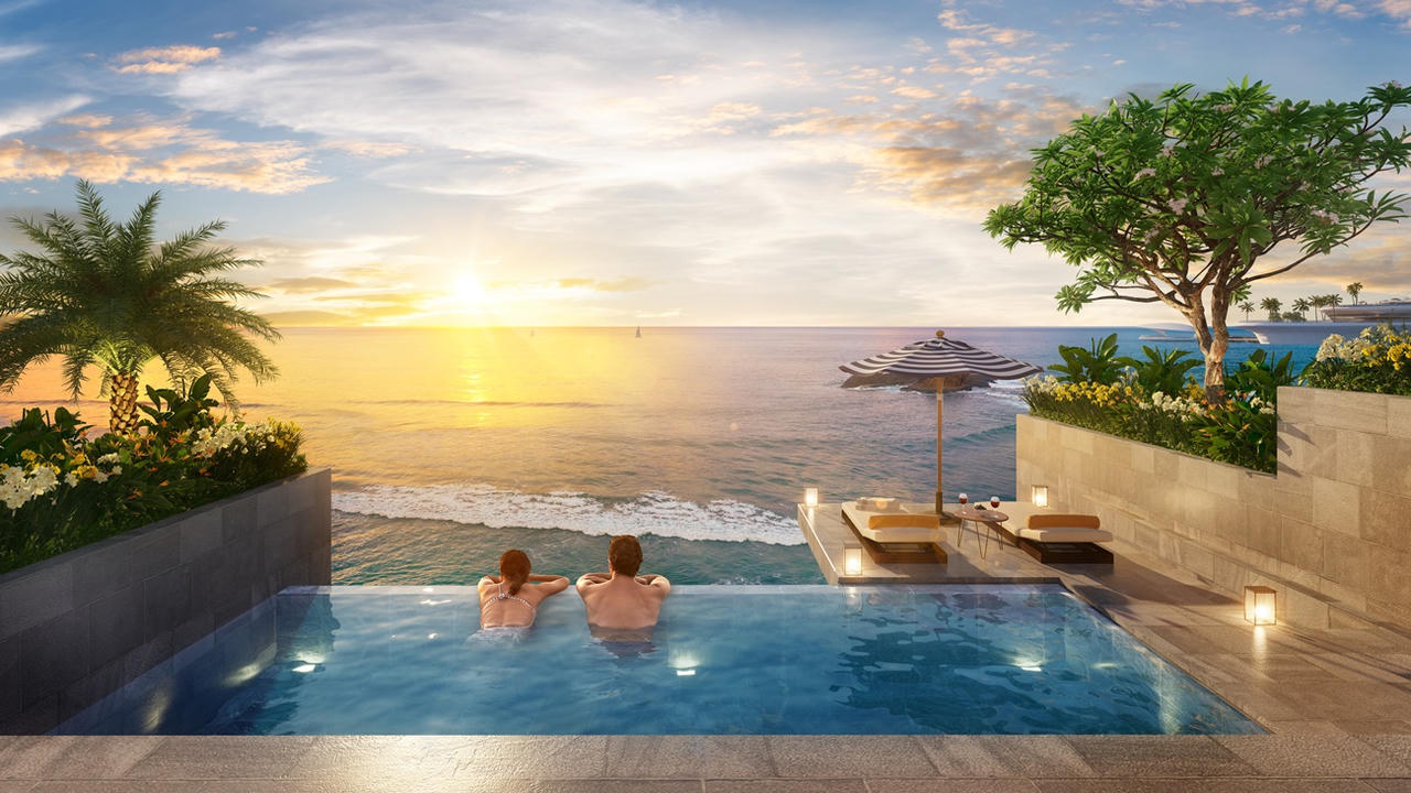 BĐS tại The Sailing Bay có địa thế tựa sơn hướng hải. Ảnh phối cảnh minh họa &nbsp;