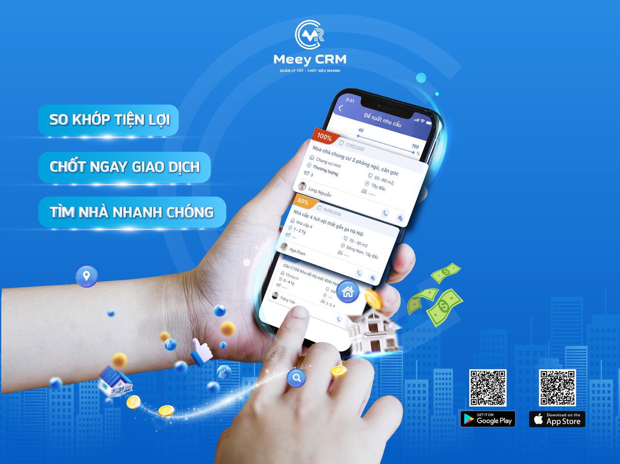 Tính năng tự động tìm kiếm, so khớp nhu cầu của khách hàng với quỹ hàng đang có giúp nhà môi giới nắm bắt cơ hội bán hàng nhanh chóng. &nbsp;