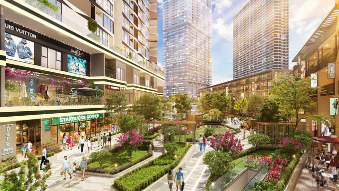 Mặt trong shophouse khối đế The Matrix One view nội khu xanh mướt với rất nhiều tiện ích hấp dẫn &nbsp;