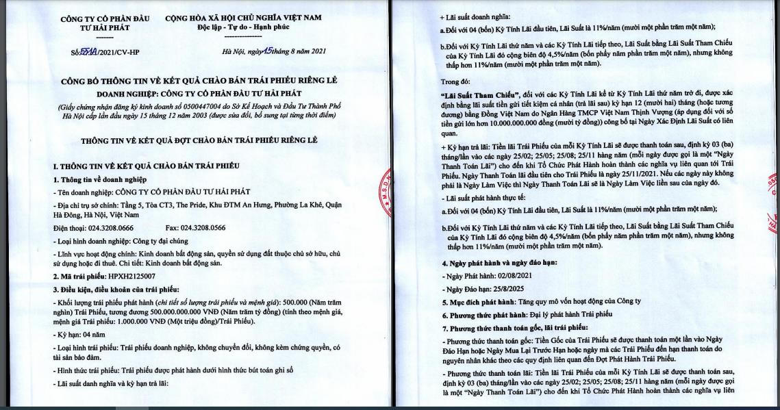 Hải Phát Invest thế chấp dự án Hải Phát Plaza và dự án hơn 14ha tại Phú Yên huy động 500 tỷ đồng trái phiếu