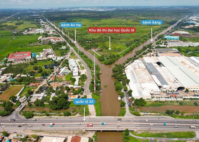 Dự án Khu đô thị Đại học Quốc tế có quy mô 880ha, nằm gần Quốc lộ 22. Ảnh: Quỳnh Hương