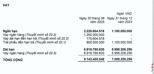 Nguồn: BCTC Hợp nhất quý II/2025 của KDH.