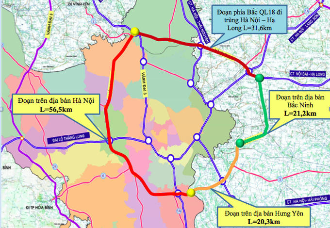 Hướng tuyến đường Vành đai 4 Vùng Thủ đô