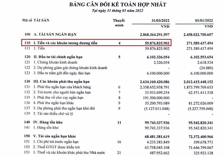 Nguồn: BCTC hợp nhất quý I/2022 của Thaiholdings. &nbsp;