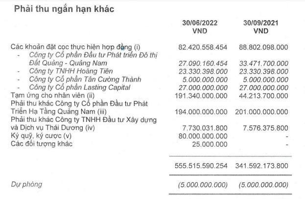 Cơ cấu phải thu ngắn hạn khác tới 30/6/2022 (Nguồn: BCTC)