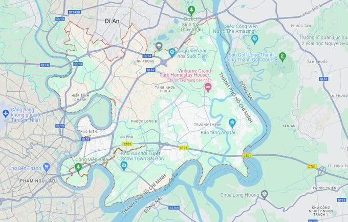 Vị trí địa lý TP. Thủ Đức trên Google map