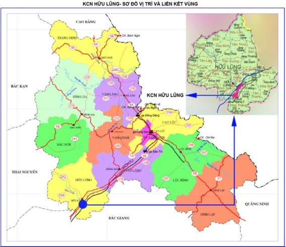 Sơ đồ vị trí quy hoạch KCN Hữu Lũng.