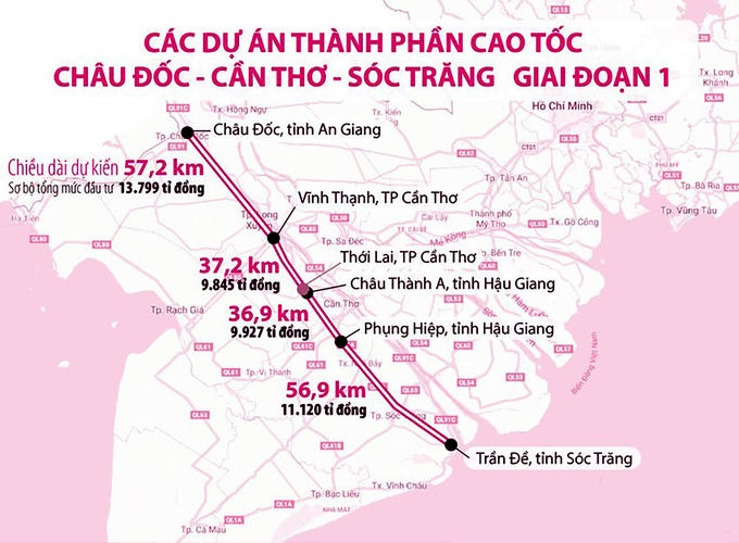 Cập nhật tiến độ dự án cao tốc Châu Đốc - Cần Thơ - Sóc Trăng