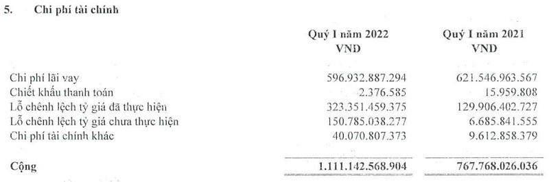 Nguồn: BCTC Hợp nhất quý I/2022 của Hòa Phát. &nbsp;