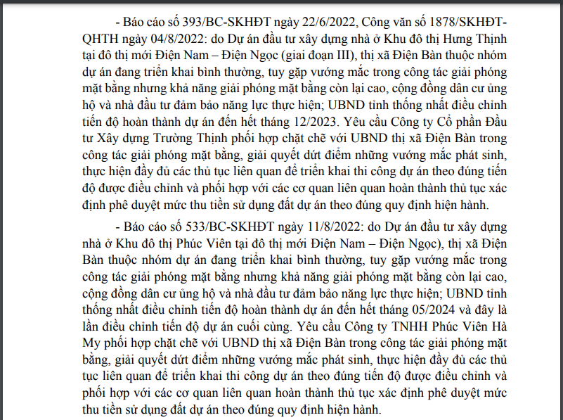 UBND tỉnh Quảng Nam gia hạn tiến độ cho 2 dự án nhà ở tại KĐT mới Điện Nam – Điện Ngọc &nbsp;