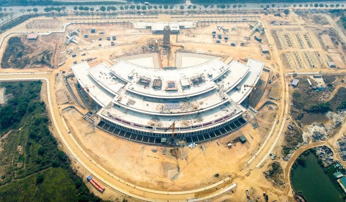 Toàn cảnh Bảo tàng Lịch sử quân sự Việt Nam ở đường đại lộ Thăng Long (phía quận Nam Từ Liêm, Hà Nội)