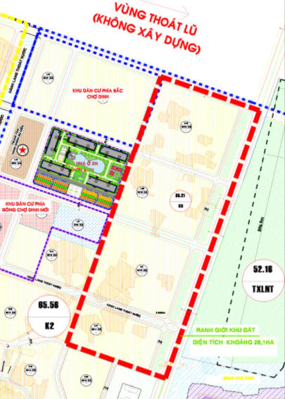 Vị trí dự án và ranh giới khu đất trên bản đồ quy hoạch. (Nguồn: binhdinhinvest.gov.vn). &nbsp;
