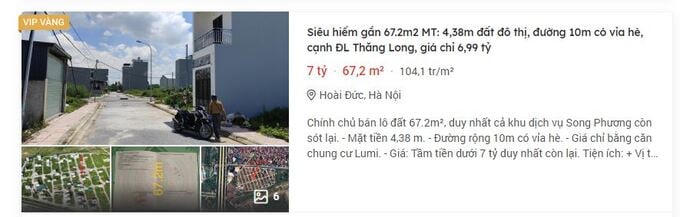 Hay dịch chuyển dần về phía trung tâm TP. Hà Nội, lô đất nằm sát sườn KĐT Bắc An Khánh được chính chủ rao với mức giá 111,1 triệu/m2.